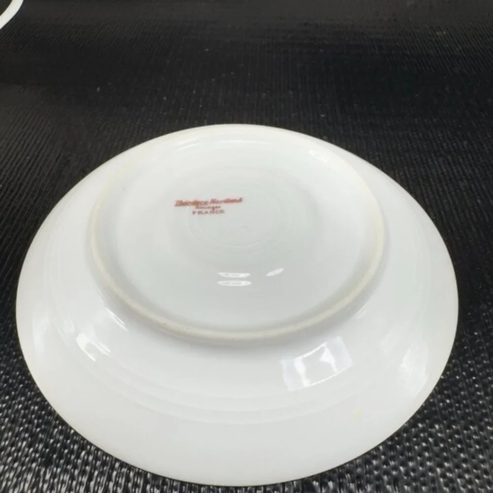Theodore Haviland Limoges‎ France Fine Porcelain Teacup Saucer Set Green Floral